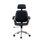 Artiss Black Leather Wooden Office Chair