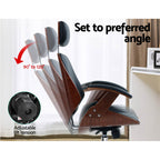 Artiss Black Leather Wooden Office Chair