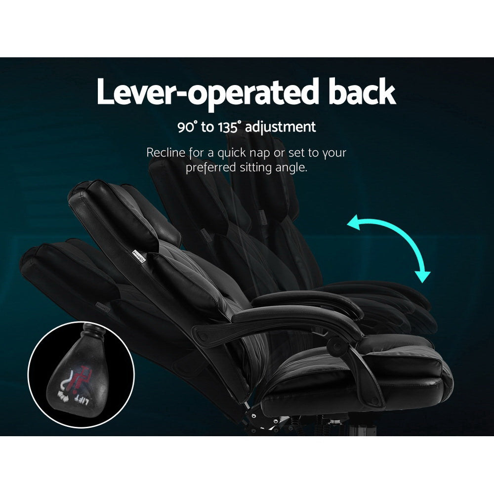 Artiss Black Leather Reclining Executive Chair