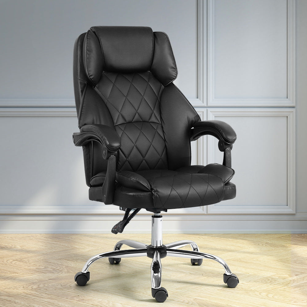 Artiss Black Leather Reclining Executive Chair