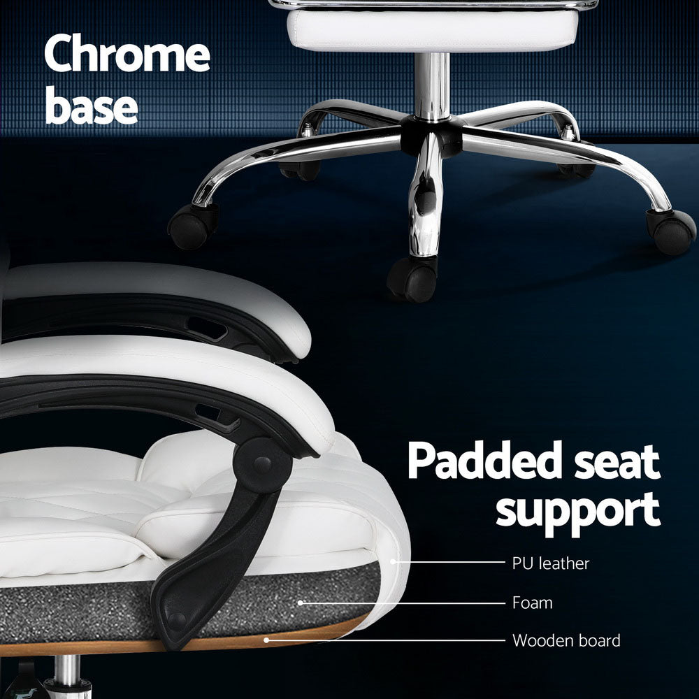 Artiss White Executive Office Chair with Footrest