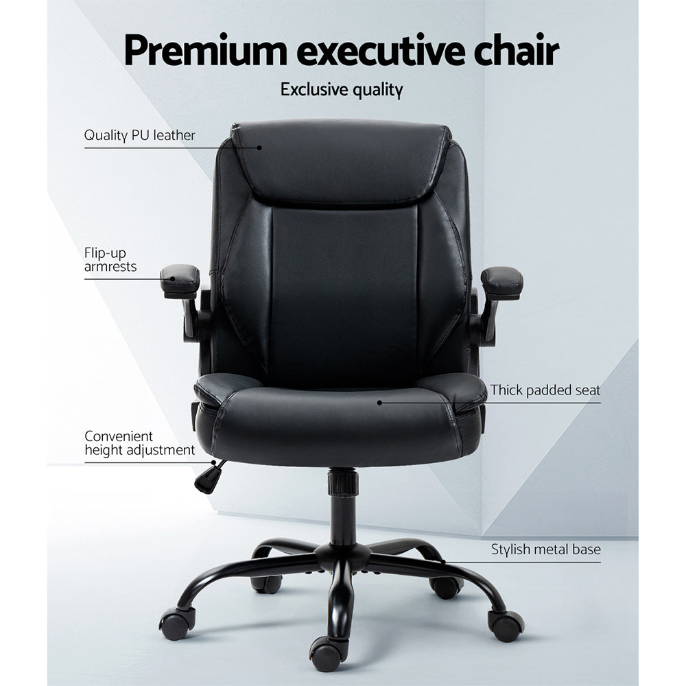 Artiss Black Mid Back Executive Office Chair