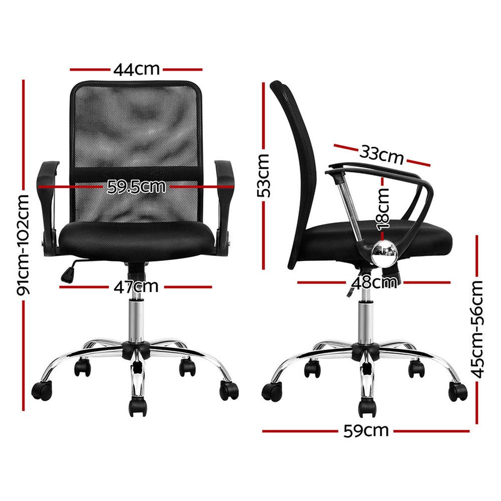 Artiss Mid Back Mesh Office Chair - Black