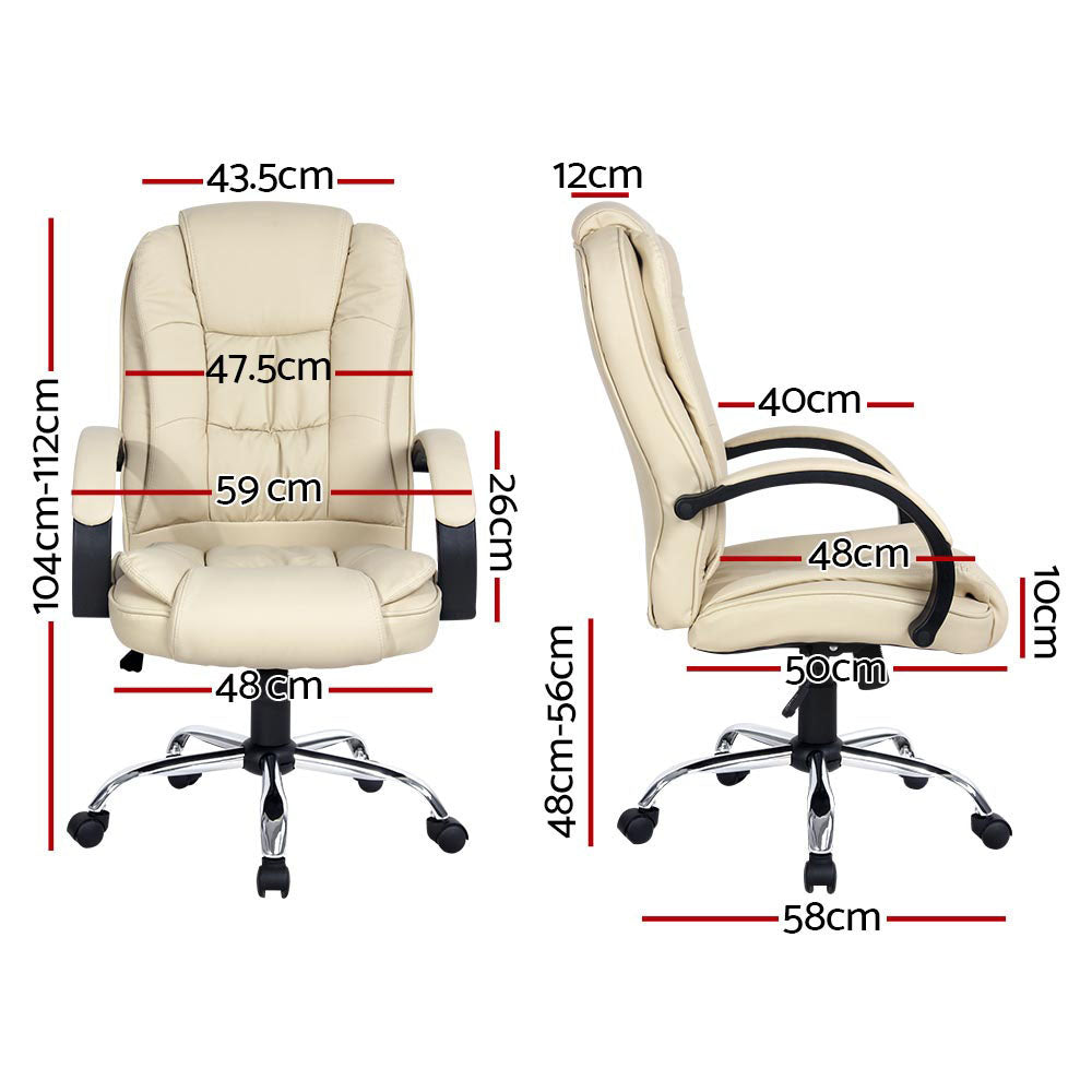 Artiss Beige Leather Executive Office Chair
