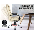 Artiss Beige Leather Executive Office Chair
