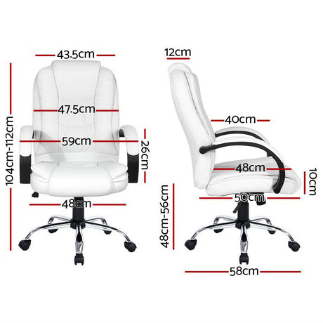 Artiss Executive Leather Office Chair - White