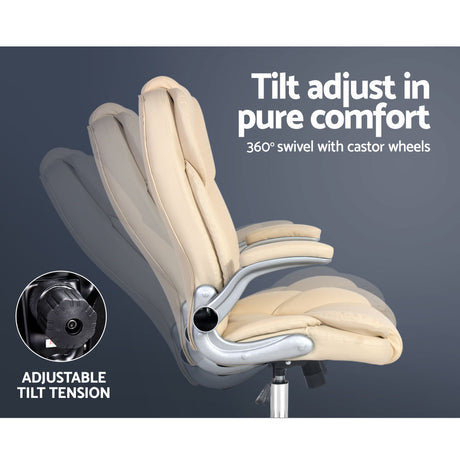 Artiss Executive Leather Office Chair - Beige