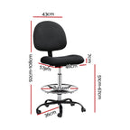 Artiss Drafting Stool - Black Fabric Office Chair