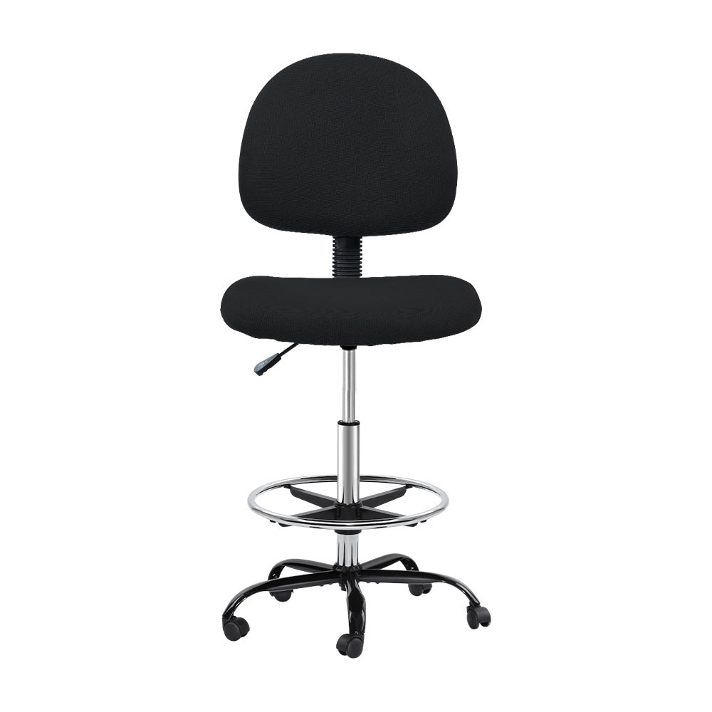 Artiss Drafting Stool - Black Fabric Office Chair