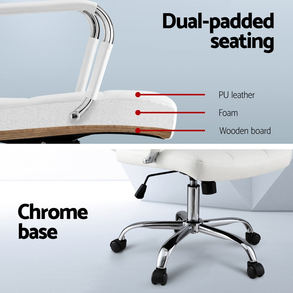 Artiss PU Leather Mid-Back Office Chair