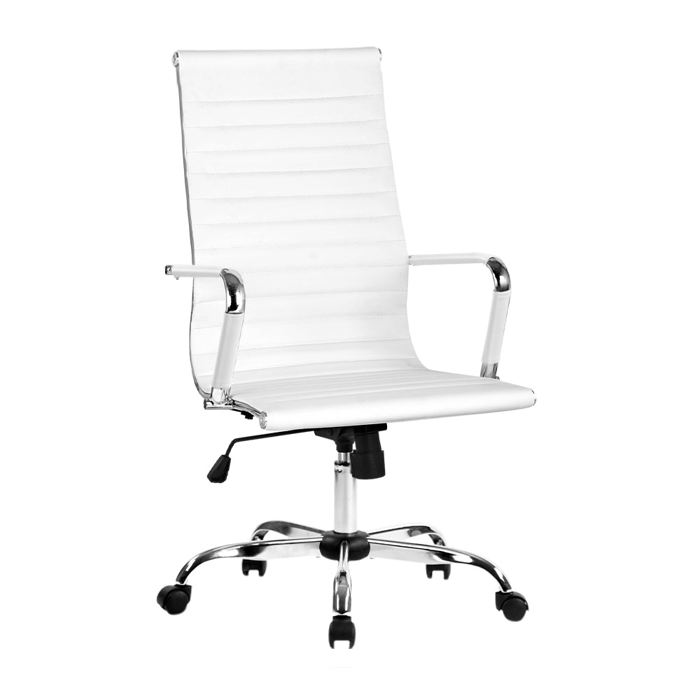 Artiss High Back White PU Leather Office Chair