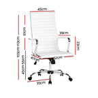 Artiss High Back White PU Leather Office Chair
