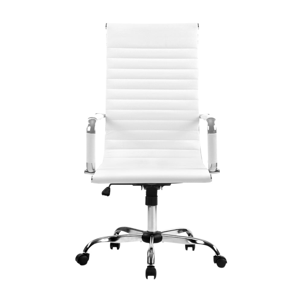 Artiss High Back White PU Leather Office Chair