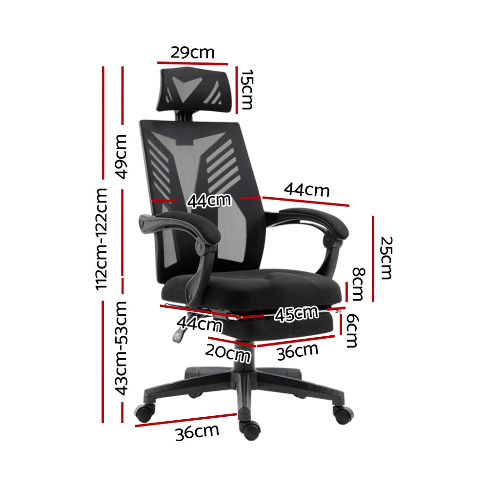 Artiss Matrix Black Mesh Office Chair Recliner