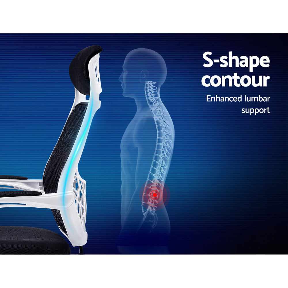 Artiss Mesh Office Chair Recliner - Black & White