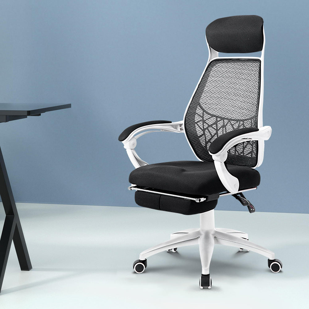 Artiss Mesh Office Chair Recliner - Black & White