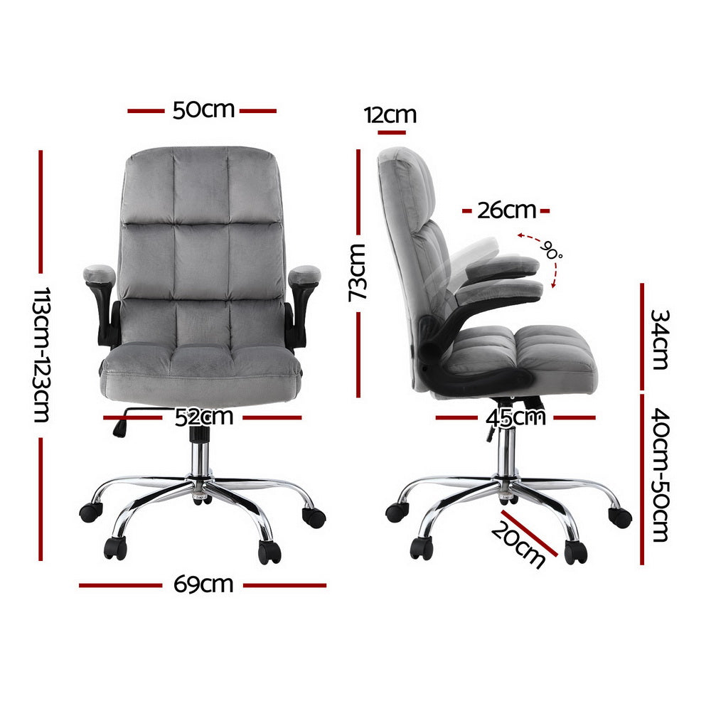 Artiss Grey Velvet Gaming Office Chair