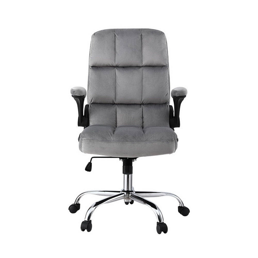 Artiss Grey Velvet Gaming Office Chair