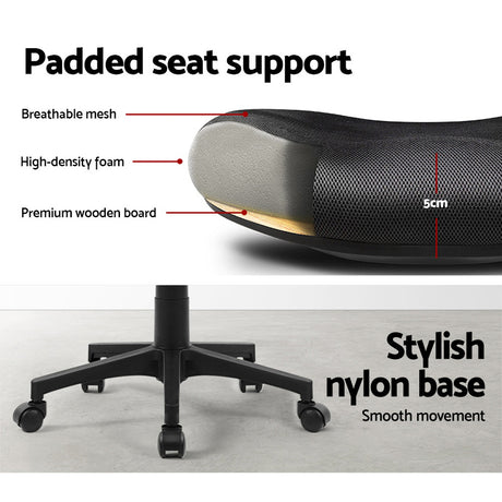 Artiss Mid Back Mesh Office Chair - Black