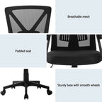 Artiss Mid Back Mesh Office Chair - Black