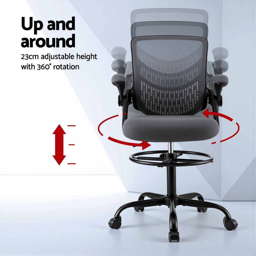 Artiss Grey Mesh Drafting Office Chair