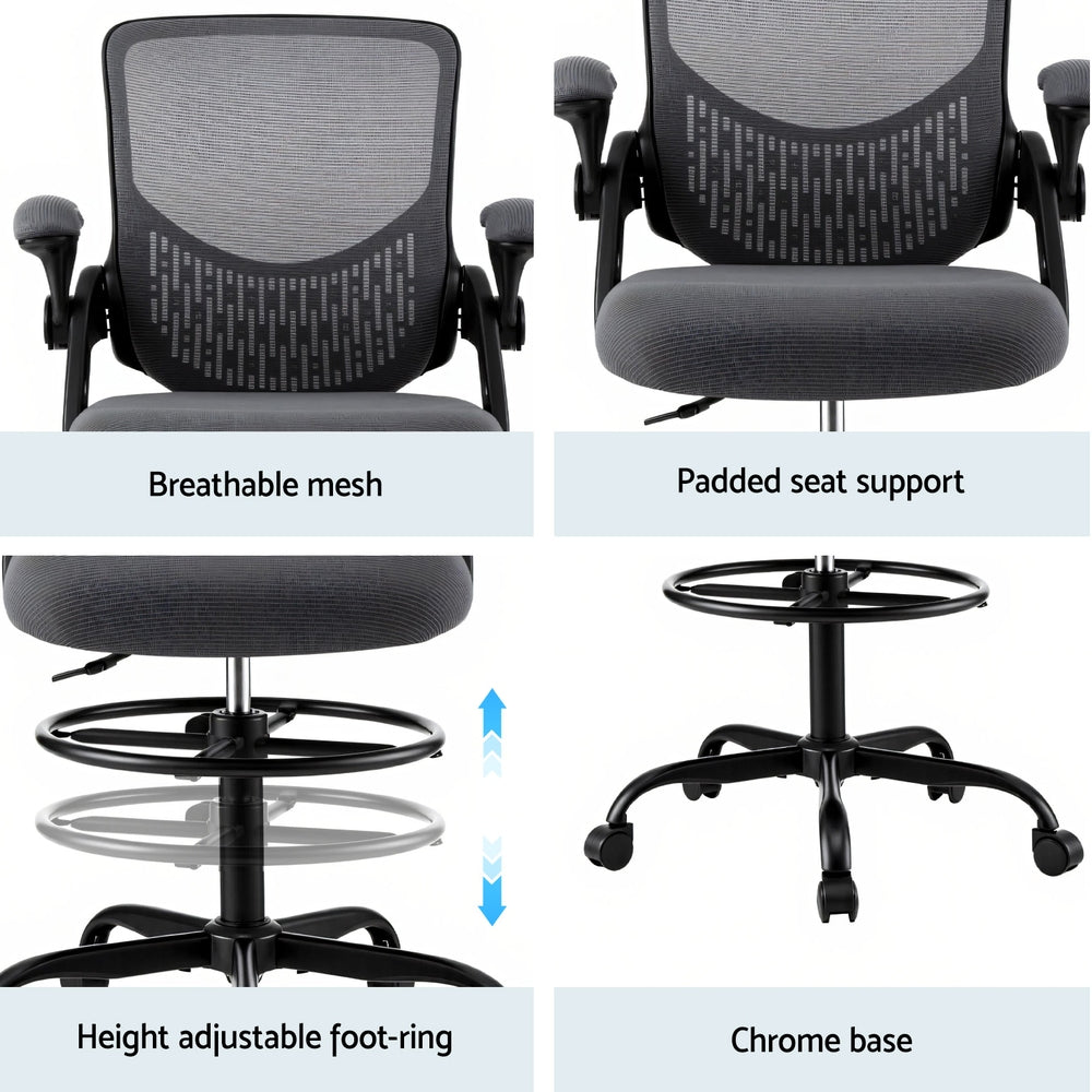 Artiss Grey Mesh Drafting Office Chair