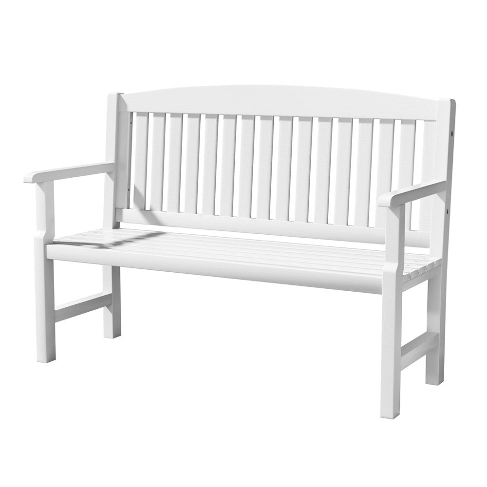 Gardeon White Wooden 2-Seater Garden Bench