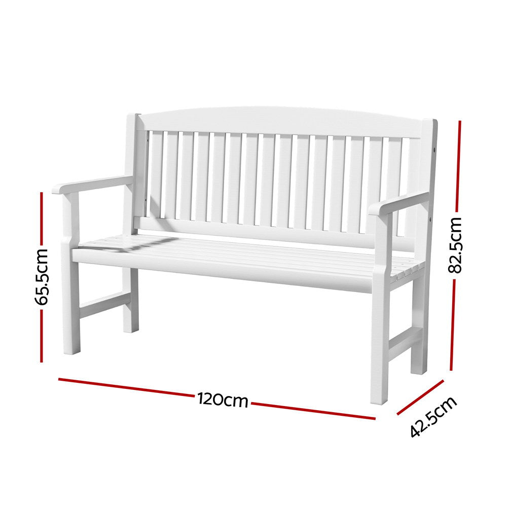 Gardeon White Wooden 2-Seater Garden Bench