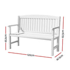 Gardeon White Wooden 2-Seater Garden Bench