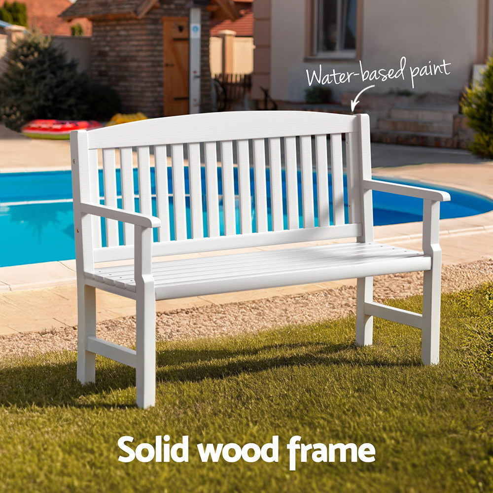 Gardeon White Wooden 2-Seater Garden Bench