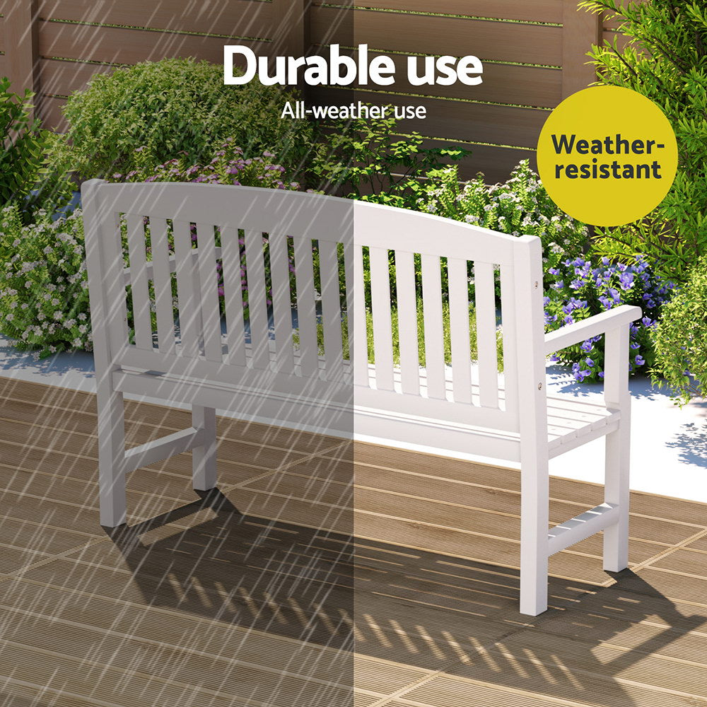 Gardeon White Wooden 2-Seater Garden Bench
