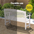 Gardeon White Wooden 2-Seater Garden Bench