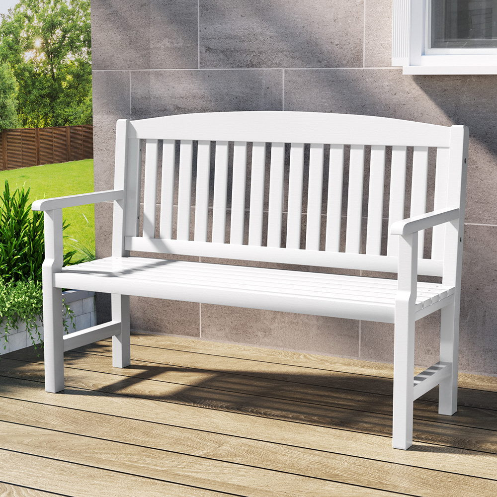 Gardeon White Wooden 2-Seater Garden Bench