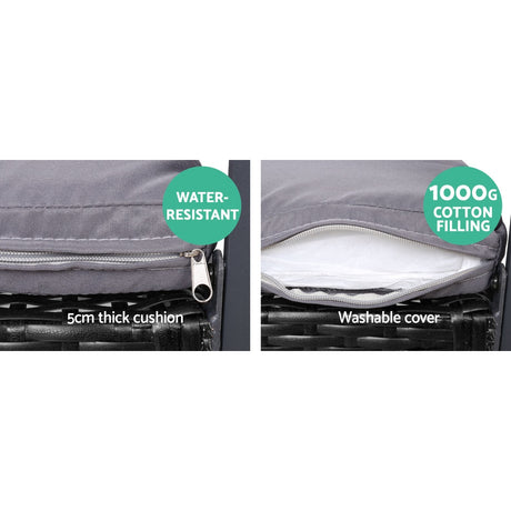 Gardeon Black 4-Piece Rattan Sofa Set