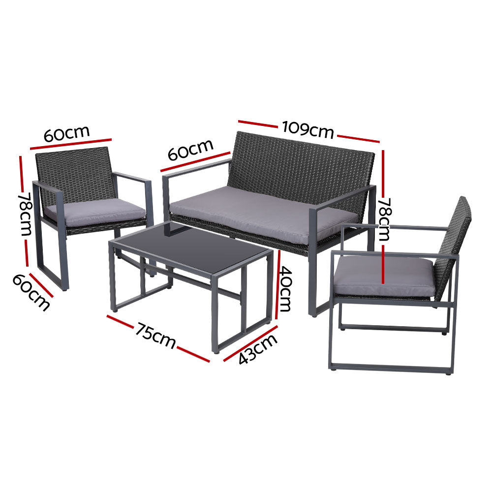 Gardeon 4-Piece Rattan Outdoor Sofa Set