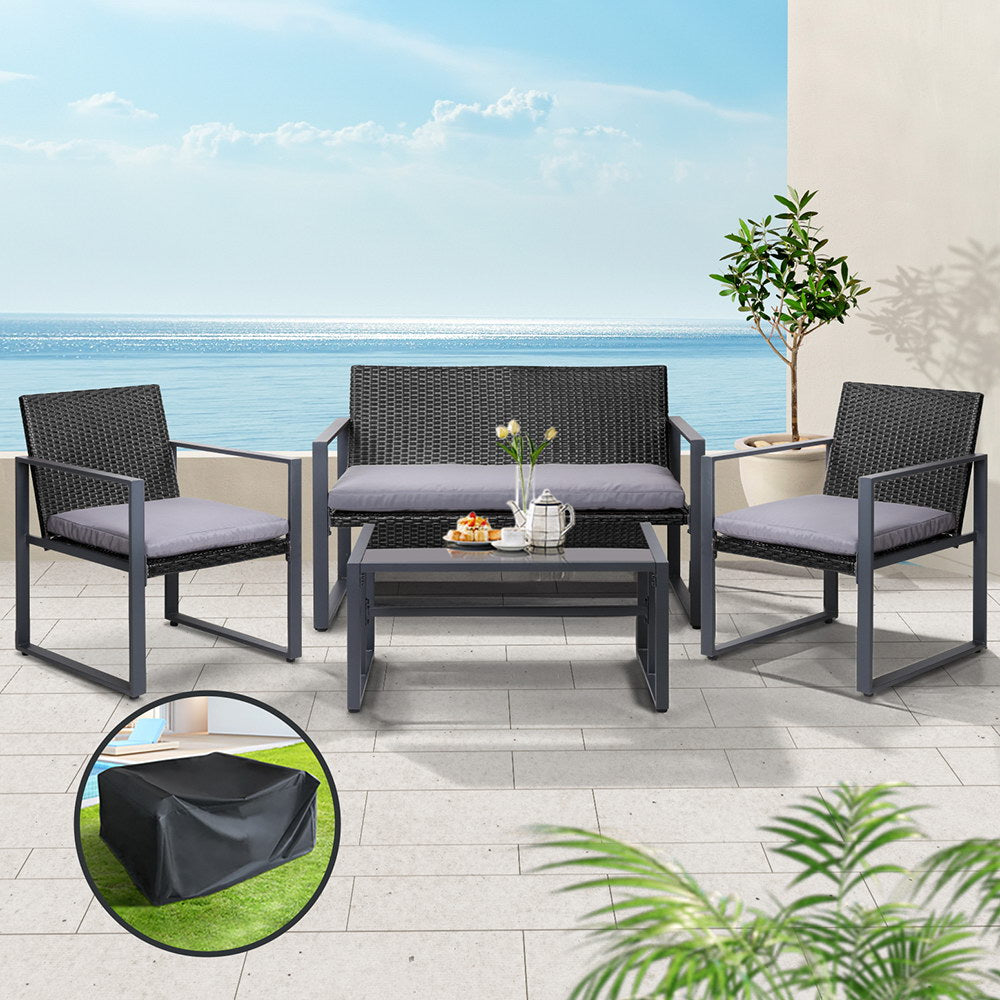 Gardeon 4-Piece Rattan Outdoor Sofa Set