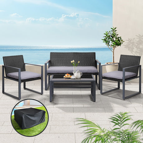 Gardeon 4-Piece Rattan Outdoor Sofa Set