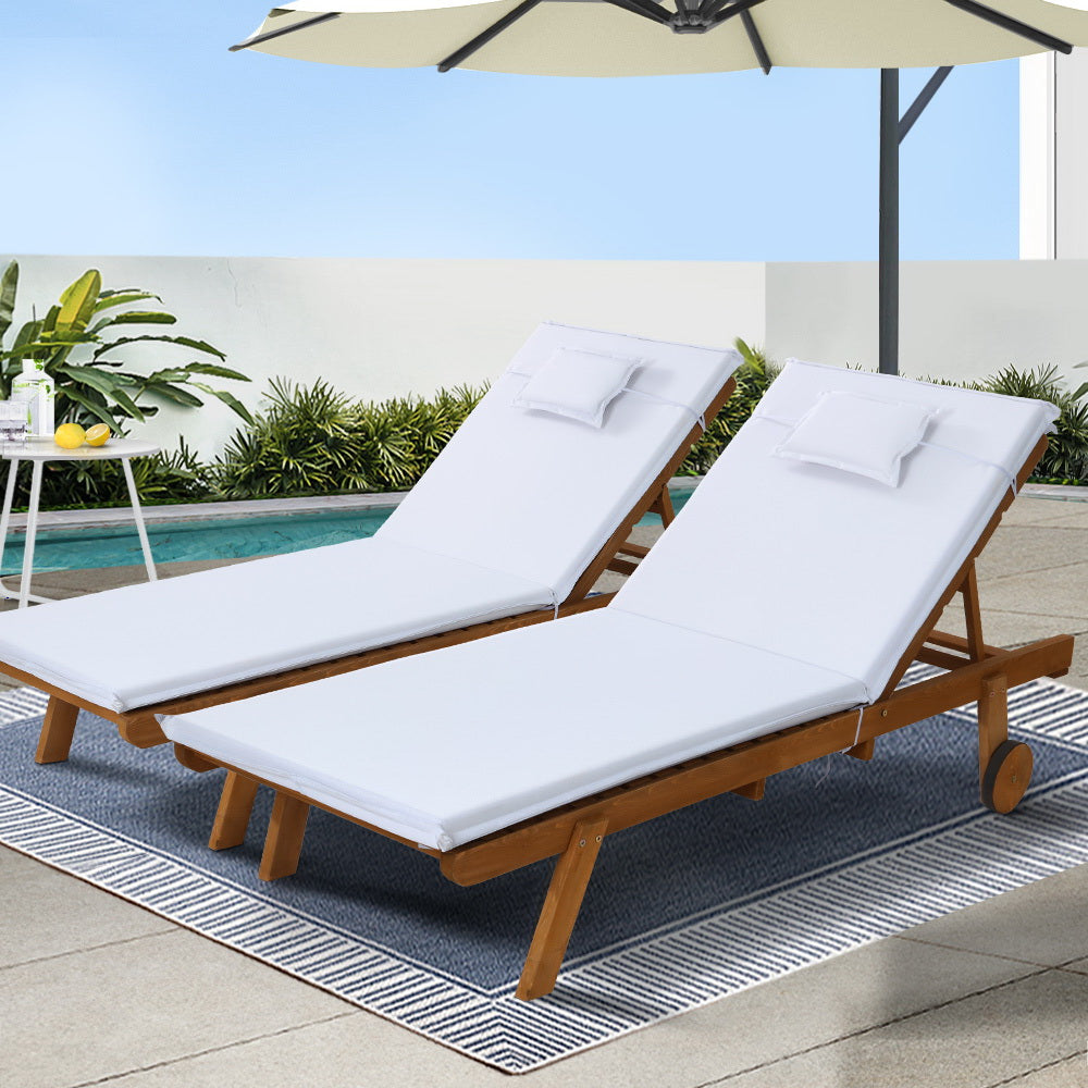 Gardeon Adjustable Wooden Sun Lounge