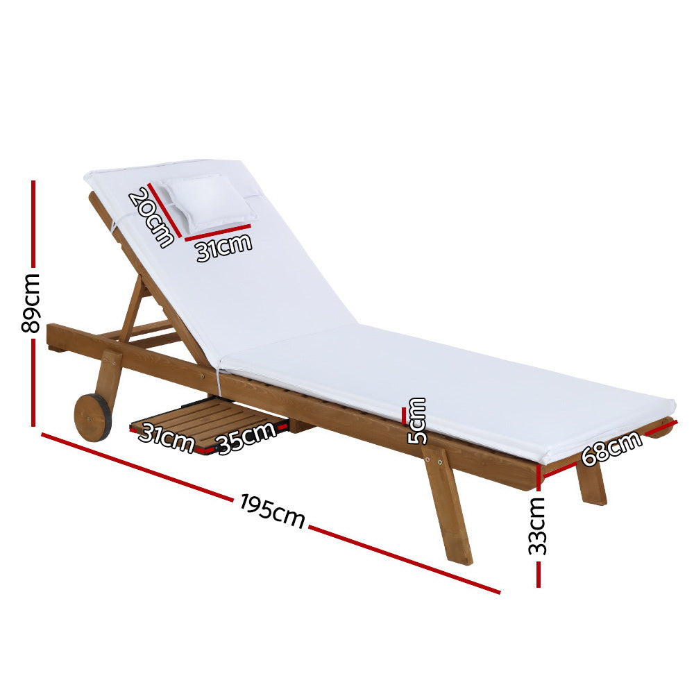 Gardeon Adjustable Wooden Sun Lounge