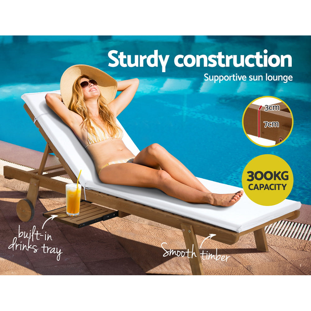 Gardeon Adjustable Wooden Sun Lounge