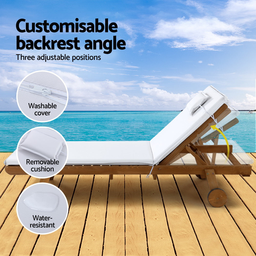 Gardeon Adjustable Wooden Sun Lounge