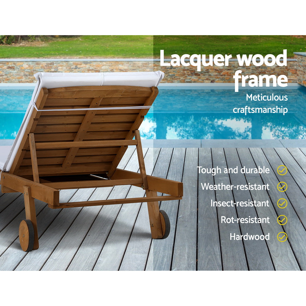Gardeon Adjustable Wooden Sun Lounge