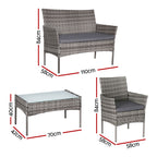 Gardeon 4-Seater Weather-Resistant Wicker Sofa Set