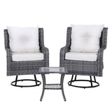 Gardeon 3-Piece Swivel Wicker Bistro Set