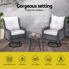Gardeon 3-Piece Swivel Wicker Bistro Set