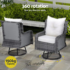 Gardeon 3-Piece Swivel Wicker Bistro Set