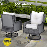 Gardeon 3-Piece Swivel Wicker Bistro Set