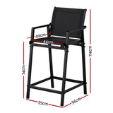 Gardeon Modern Outdoor Bar Stools - Black
