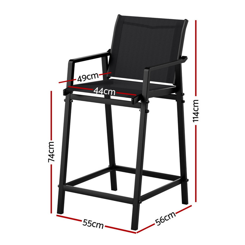 Gardeon Modern Outdoor Bar Stools - Black