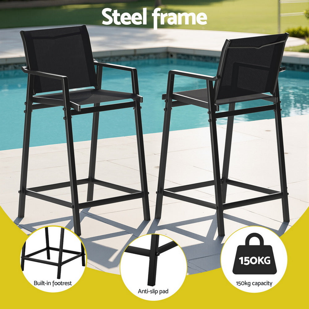 Gardeon Modern Outdoor Bar Stools - Black
